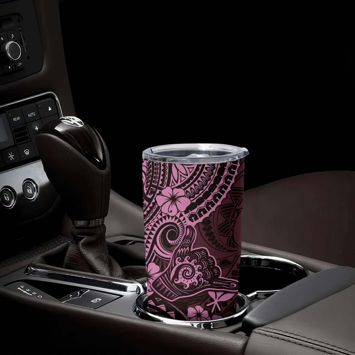 Hawaii Shaka Sign Tumbler Cup With Polynesian Hibiscus Pink Unique
