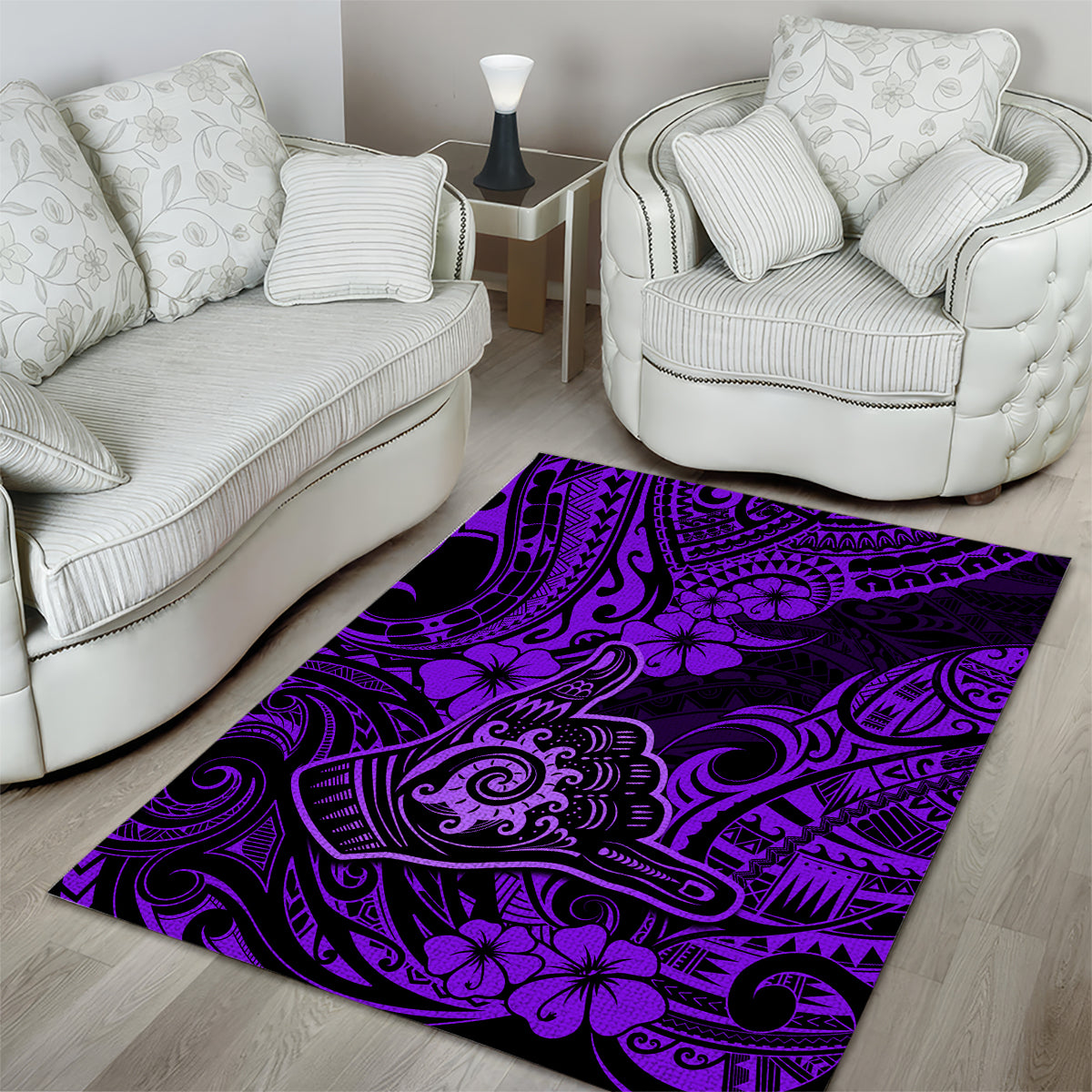 Hawaii Shaka Sign Area Rug Polynesian Pattern Purple Version LT01 - Polynesian Pride