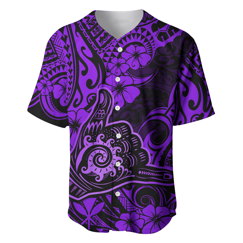 Hawaii Shaka Sign Baseball Jersey Polynesian Pattern Purple Version LT01 Purple - Polynesian Pride