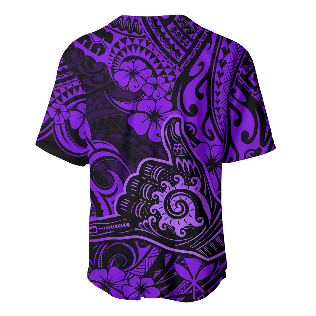 Hawaii Shaka Sign Baseball Jersey Polynesian Pattern Purple Version LT01 - Polynesian Pride