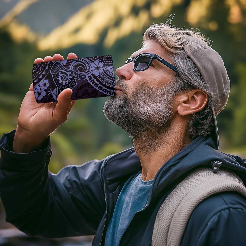 Hawaii Shaka Sign 4 in 1 Can Cooler Tumbler Polynesian Pattern Purple Version