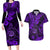 Hawaii Shaka Sign Couples Matching Long Sleeve Bodycon Dress and Hawaiian Shirt Polynesian Pattern Purple Version LT01 Purple - Polynesian Pride