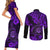 Hawaii Shaka Sign Couples Matching Short Sleeve Bodycon Dress and Long Sleeve Button Shirts Polynesian Pattern Purple Version LT01 - Polynesian Pride