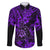 Hawaii Shaka Sign Family Matching Long Sleeve Bodycon Dress and Hawaiian Shirt Polynesian Pattern Purple Version LT01 Dad's Shirt - Long Sleeve Purple - Polynesian Pride