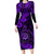 Hawaii Shaka Sign Family Matching Long Sleeve Bodycon Dress and Hawaiian Shirt Polynesian Pattern Purple Version LT01 Mom's Dress Purple - Polynesian Pride