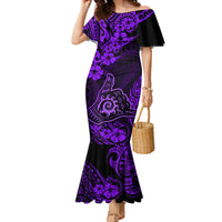 Hawaii Shaka Sign Family Matching Mermaid Dress and Hawaiian Shirt Polynesian Pattern Purple Version LT01 Mom's Dress Purple - Polynesian Pride