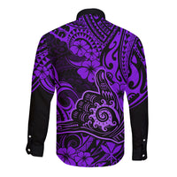 Hawaii Shaka Sign Long Sleeve Button Shirt Polynesian Pattern Purple Version LT01 - Polynesian Pride
