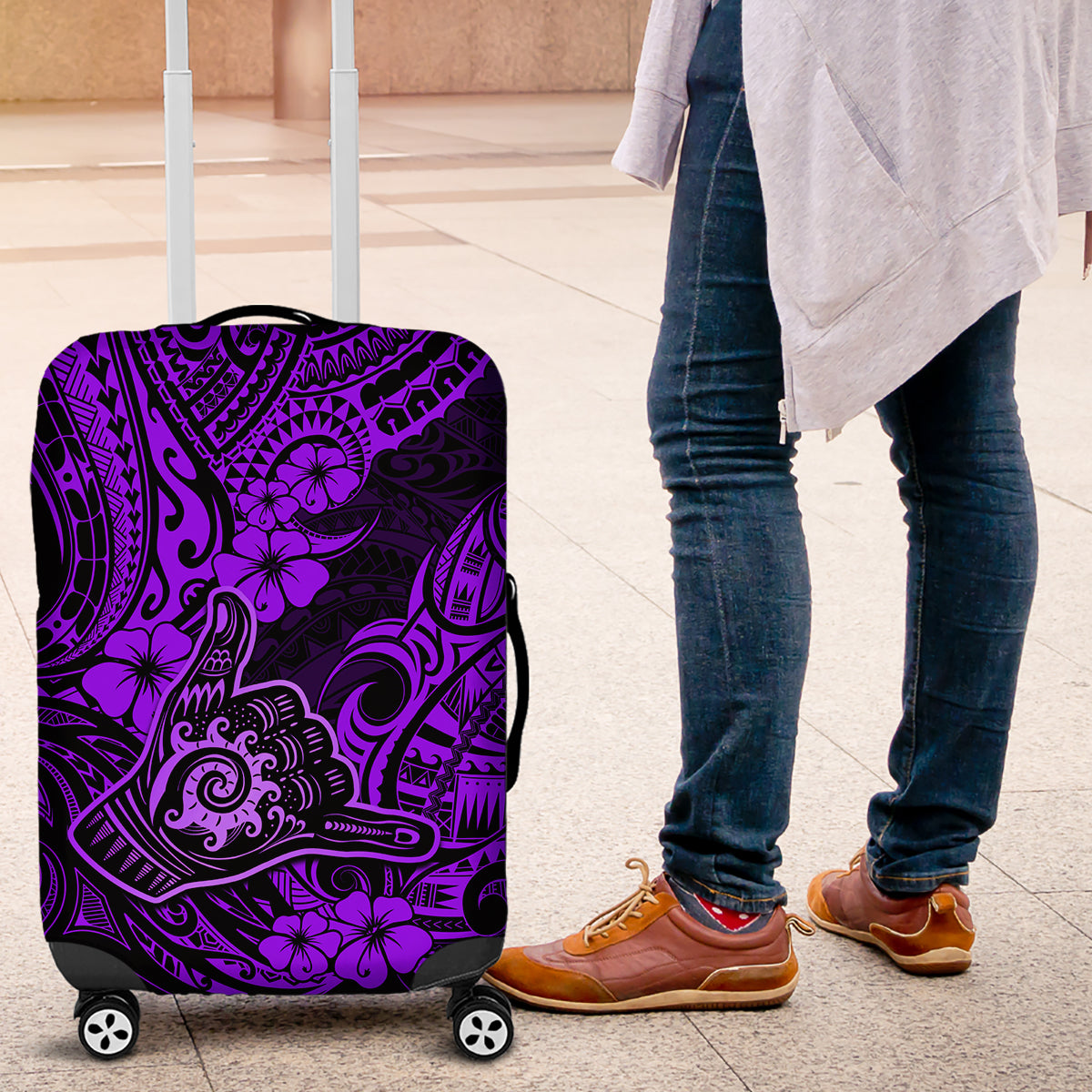 Hawaii Shaka Sign Luggage Cover Polynesian Pattern Purple Version LT01 Purple - Polynesian Pride