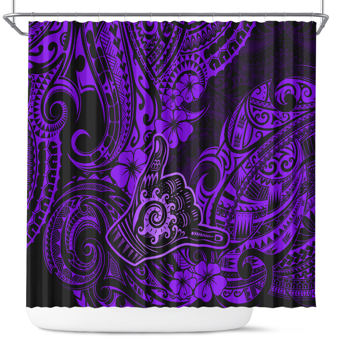 Hawaii Shaka Sign Shower Curtain Polynesian Pattern Purple Version LT01 Purple - Polynesian Pride