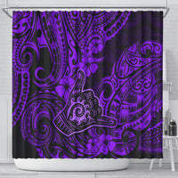 Hawaii Shaka Sign Shower Curtain Polynesian Pattern Purple Version LT01 - Polynesian Pride