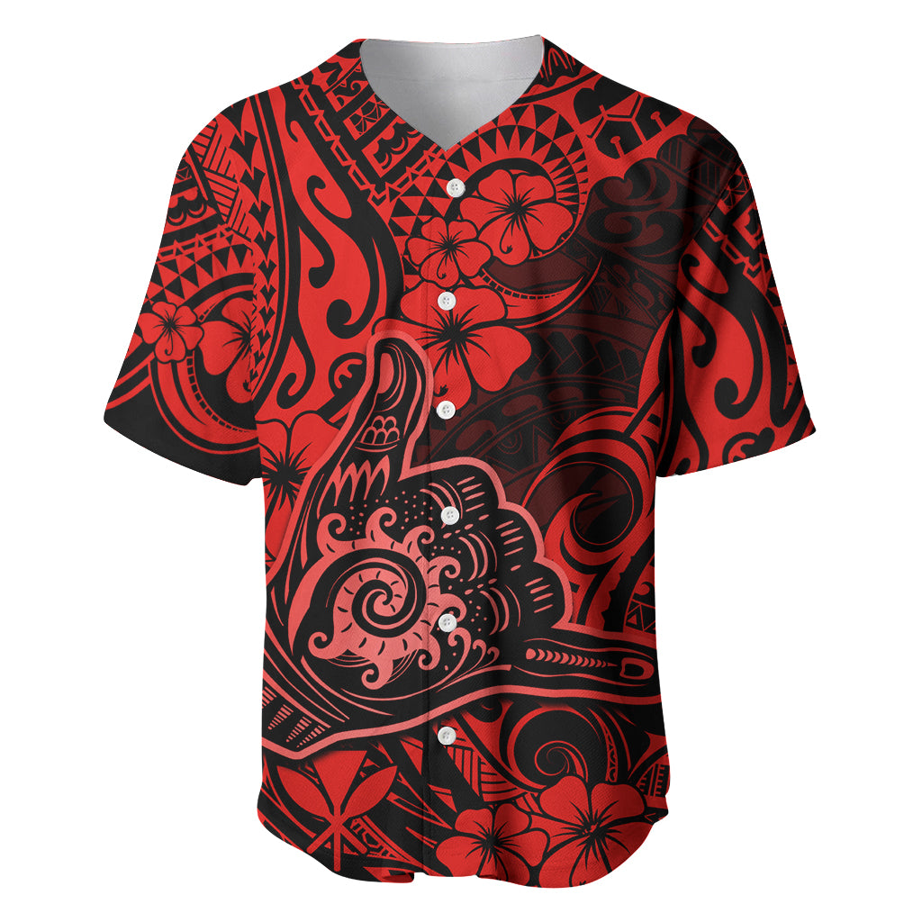 Hawaii Shaka Sign Baseball Jersey Polynesian Pattern Red Version LT01 Red - Polynesian Pride