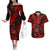 Hawaii Shaka Sign Couples Matching Off The Shoulder Long Sleeve Dress and Hawaiian Shirt Polynesian Pattern Red Version LT01 Red - Polynesian Pride