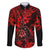 Hawaii Shaka Sign Family Matching Long Sleeve Bodycon Dress and Hawaiian Shirt Polynesian Pattern Red Version LT01 Dad's Shirt - Long Sleeve Red - Polynesian Pride