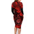 Hawaii Shaka Sign Family Matching Long Sleeve Bodycon Dress and Hawaiian Shirt Polynesian Pattern Red Version LT01 - Polynesian Pride