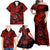 Hawaii Shaka Sign Family Matching Off Shoulder Maxi Dress and Hawaiian Shirt Polynesian Pattern Red Version LT01 - Polynesian Pride