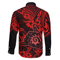 Hawaii Shaka Sign Family Matching Short Sleeve Bodycon Dress and Hawaiian Shirt Polynesian Pattern Red Version LT01 - Polynesian Pride