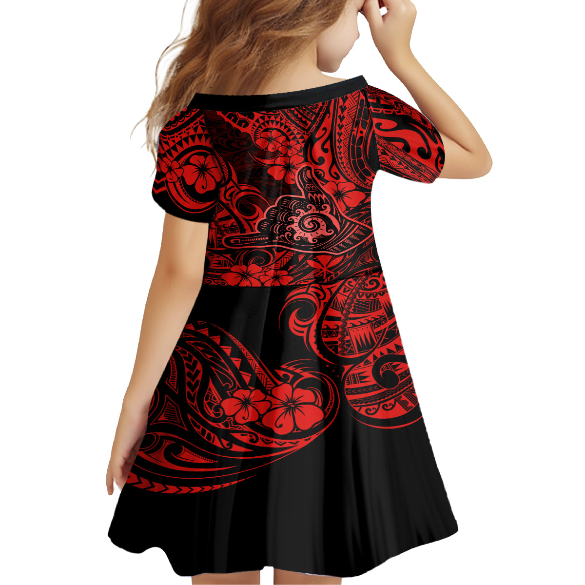 Hawaii Shaka Sign Family Matching Tank Maxi Dress and Hawaiian Shirt Polynesian Pattern Red Version LT01 - Polynesian Pride