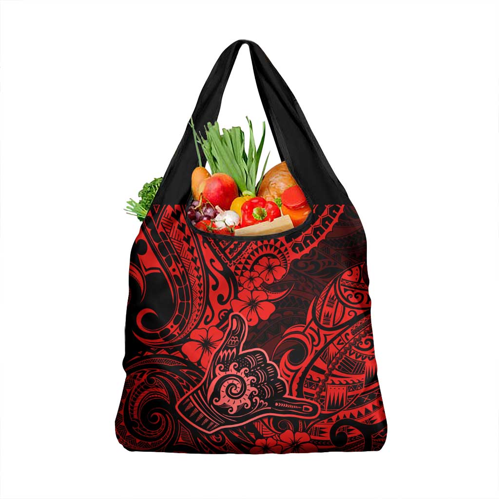 Hawaii Shaka Sign Grocery Bag Polynesian Pattern Red Version LT01 1-pack One Size Red - Polynesian Pride