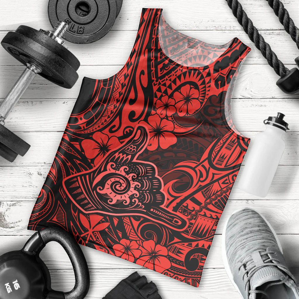 Hawaii Shaka Sign Men Tank Top Polynesian Pattern Red Version LT01 Red - Polynesian Pride