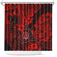 Hawaii Shaka Sign Shower Curtain Polynesian Pattern Red Version LT01 Red - Polynesian Pride