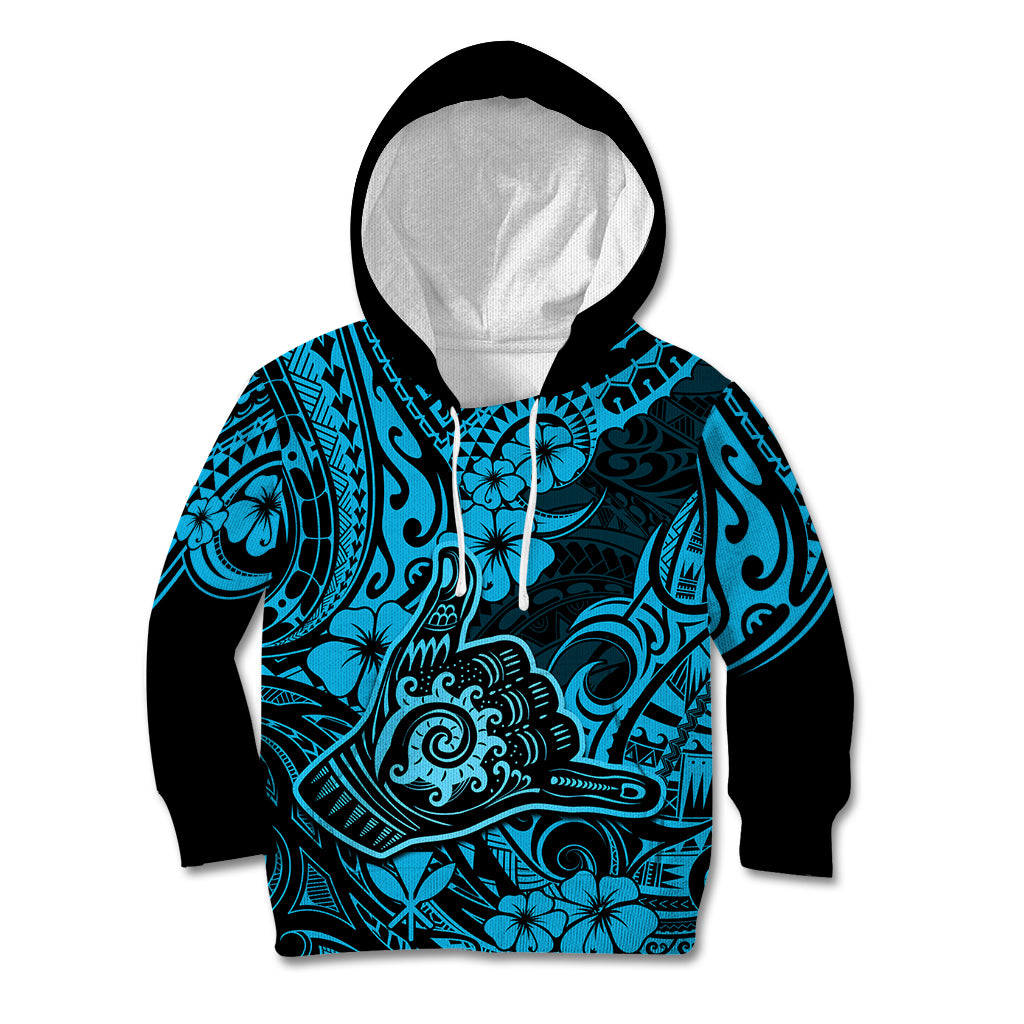Hawaii Shaka Sign Kid Hoodie Polynesian Pattern Sky Blue Version LT01 Blue - Polynesian Pride