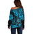 Hawaii Shaka Sign Off Shoulder Sweater Polynesian Pattern Sky Blue Version LT01 - Polynesian Pride