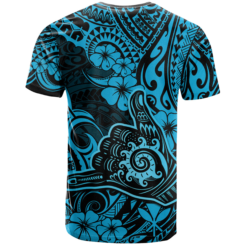 Hawaii Shaka Sign T Shirt Polynesian Pattern Sky Blue Version LT01 - Polynesian Pride