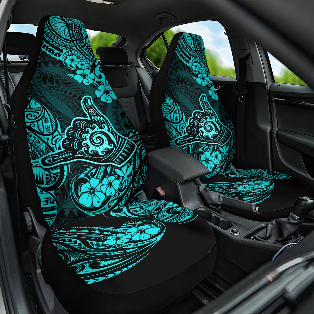 Hawaii Shaka Sign Car Seat Cover Polynesian Pattern Turquoise Version LT01 One Size Turquoise - Polynesian Pride