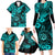 Hawaii Shaka Sign Family Matching Long Sleeve Bodycon Dress and Hawaiian Shirt Polynesian Pattern Turquoise Version LT01 - Polynesian Pride