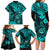 Hawaii Shaka Sign Family Matching Long Sleeve Bodycon Dress and Hawaiian Shirt Polynesian Pattern Turquoise Version LT01 - Polynesian Pride