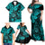 Hawaii Shaka Sign Family Matching Off Shoulder Maxi Dress and Hawaiian Shirt Polynesian Pattern Turquoise Version LT01 - Polynesian Pride