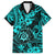 Hawaii Shaka Sign Family Matching Off Shoulder Short Dress and Hawaiian Shirt Polynesian Pattern Turquoise Version LT01 Dad's Shirt - Short Sleeve Turquoise - Polynesian Pride