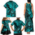 Hawaii Shaka Sign Family Matching Tank Maxi Dress and Hawaiian Shirt Polynesian Pattern Turquoise Version LT01 - Polynesian Pride