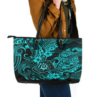 Hawaii Shaka Sign Leather Tote Bag Polynesian Pattern Turquoise Version LT01 - Polynesian Pride