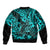 Hawaii Shaka Sign Sleeve Zip Bomber Jacket Polynesian Pattern Turquoise Version LT01 - Polynesian Pride