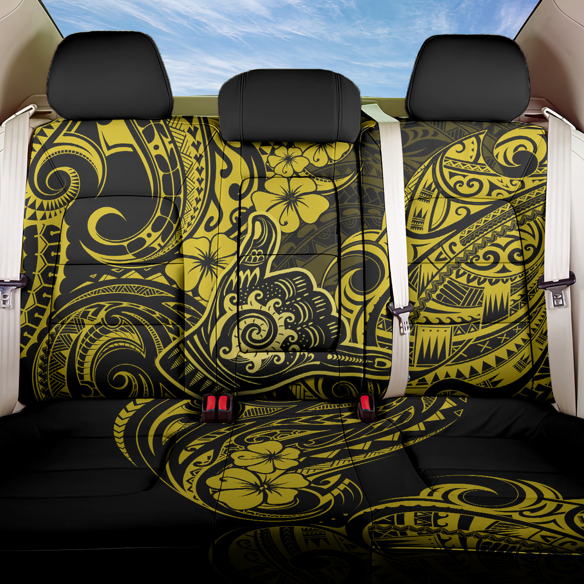 Hawaii Shaka Sign Back Car Seat Cover Polynesian Pattern Yellow Version