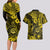 Hawaii Shaka Sign Couples Matching Long Sleeve Bodycon Dress and Hawaiian Shirt Polynesian Pattern Yellow Version LT01 - Polynesian Pride