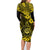 Hawaii Shaka Sign Family Matching Long Sleeve Bodycon Dress and Hawaiian Shirt Polynesian Pattern Yellow Version LT01 - Polynesian Pride