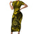 Hawaii Shaka Sign Family Matching Short Sleeve Bodycon Dress and Hawaiian Shirt Polynesian Pattern Yellow Version LT01 Mom's Dress Yellow - Polynesian Pride