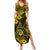 Hawaii Shaka Sign Family Matching Summer Maxi Dress and Hawaiian Shirt Polynesian Pattern Yellow Version LT01 Mom's Dress Yellow - Polynesian Pride