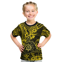 Hawaii Shaka Sign Kid T Shirt Polynesian Pattern Yellow Version LT01 Yellow - Polynesian Pride