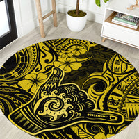 Hawaii Shaka Sign Round Carpet Polynesian Pattern Yellow Version LT01 Yellow - Polynesian Pride