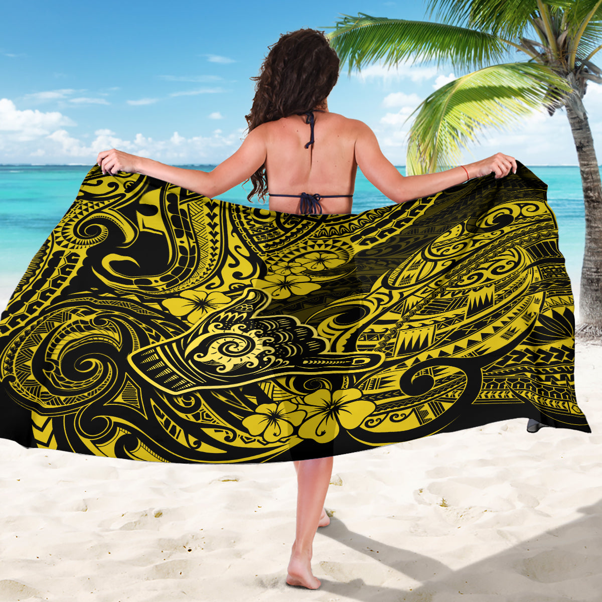 Hawaii Shaka Sign Sarong Polynesian Pattern Yellow Version LT01 - Polynesian Pride