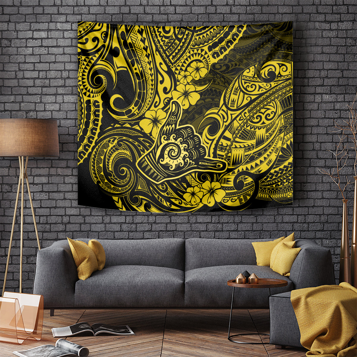 Hawaii Shaka Sign Tapestry Polynesian Pattern Yellow Version LT01 Yellow - Polynesian Pride