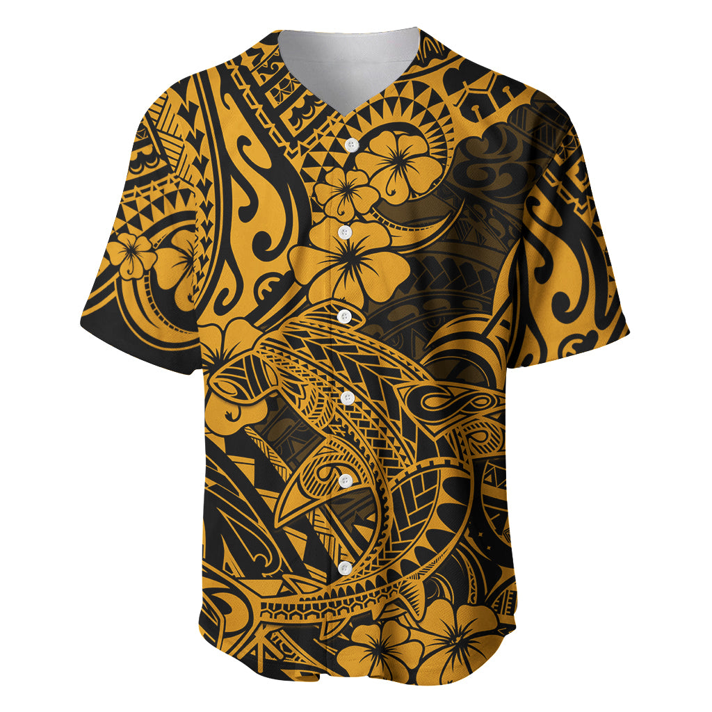 Hawaii Shark Baseball Jersey Polynesian Pattern Gold Version LT01 Gold - Polynesian Pride