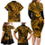 Hawaii Shark Family Matching Long Sleeve Bodycon Dress and Hawaiian Shirt Polynesian Pattern Gold Version LT01 - Polynesian Pride