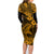 Hawaii Shark Family Matching Long Sleeve Bodycon Dress and Hawaiian Shirt Polynesian Pattern Gold Version LT01 - Polynesian Pride