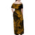 Hawaii Shark Family Matching Off Shoulder Maxi Dress and Hawaiian Shirt Polynesian Pattern Gold Version LT01 - Polynesian Pride