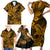 Hawaii Shark Family Matching Short Sleeve Bodycon Dress and Hawaiian Shirt Polynesian Pattern Gold Version LT01 - Polynesian Pride