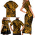 Hawaii Shark Family Matching Short Sleeve Bodycon Dress and Hawaiian Shirt Polynesian Pattern Gold Version LT01 - Polynesian Pride